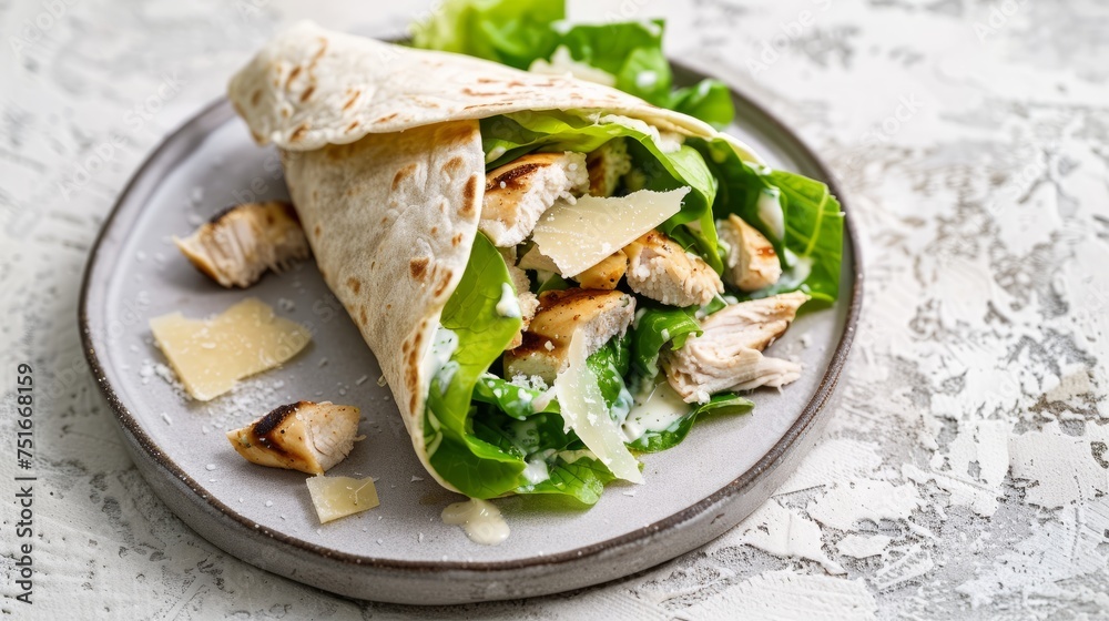 Sticker fresh caesar wrap with grilled chicken and parmesan