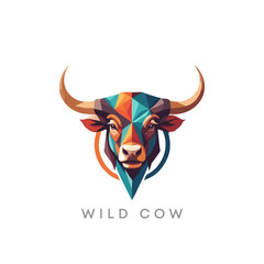 Creative wild bull or cow head vector editable mascot logo. powerful bull logo design. Digital angry bull illustration