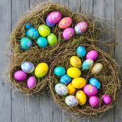 Fototapeta na wymiar Easter Eggs In Nest
