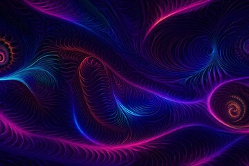 Fototapeta na wymiar abstract purple background, Immerse yourself in the mesmerizing beauty of an abstract neon fractal wallpaper, where vibrant colors swirl and dance in intricate patterns reminiscent of the cosmos