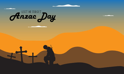 Fototapeta premium Anzac Day vector illustration. It is suitable for card, banner, or poster
