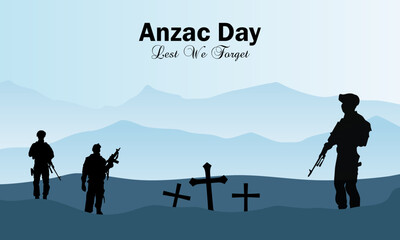 Anzac Day vector illustration. It is suitable for card, banner, or poster