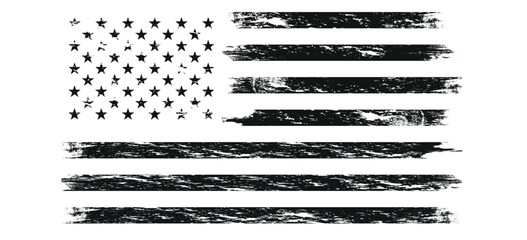 American flag in grunge style. USA Flag. Design element for logo, label, sign, emblem, poster patriot, military flag, Vector illustration Grunge USA flag. American flag. Vector template. - obrazy, fototapety, plakaty