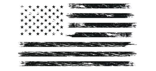 Fotobehang American flag in grunge style. USA Flag. Design element for logo, label, sign, emblem, poster patriot, military flag, Vector illustration Grunge USA flag. American flag. Vector template. © kasheev