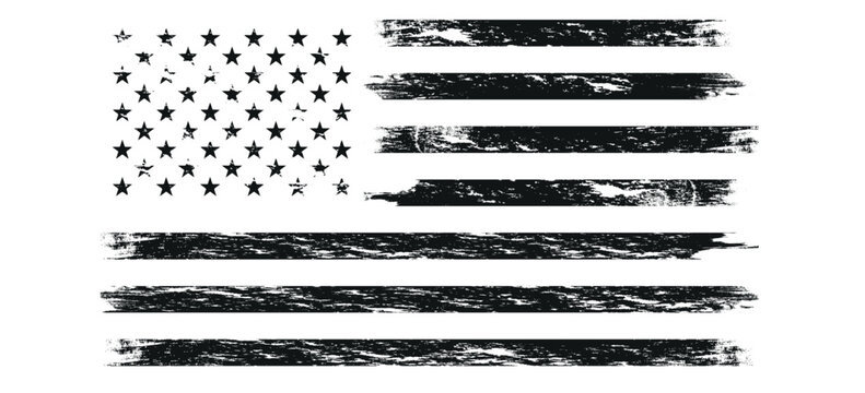 American flag in grunge style. USA Flag. Design element for logo, label, sign, emblem, poster patriot, military flag, Vector illustration Grunge USA flag. American flag. Vector template.