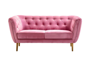 Stylish pink sofa isolated on transparent background