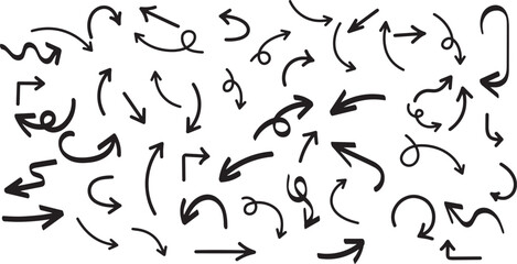 Charcoal arrows vector icons set.