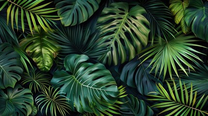 Fototapeta na wymiar tropical Hawaii palm leaves design decoration. green leaf background
