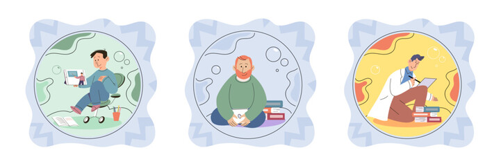 Personal space vector illustration. Mental health is closely tied to quality personal interactions and space we allow for ourselves Effective communication involves respecting personal space