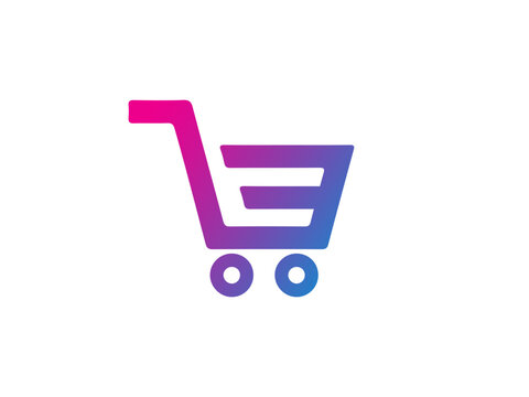 shopping cart colorful logo design. trolley vector logo icon design template
