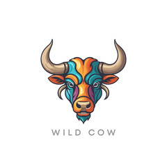Creative wild bull or cow head vector editable mascot logo. powerful bull logo design. Digital angry bull illustration