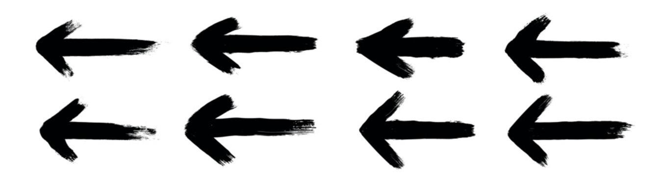 Grunge arrows collection. Set of hand drawn grunge arrow. Grunge arrow vector set. Grunge arrow brush drawn