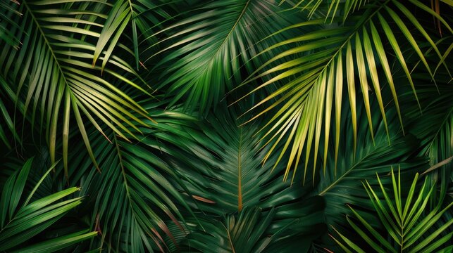 tropical Hawaii palm leaves design decoration. green leaf background