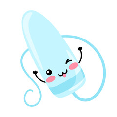 Menstrual gynecological tampon. Women's intimate hygiene item. Happy kawaii character.