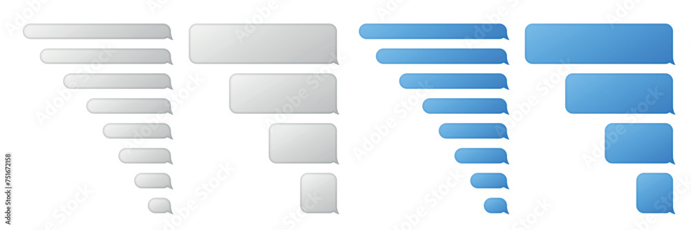 Poster Vector modern sms or message icons. Bubble speech set. Place your own text to the message clouds. Smart Phone chatting sms template bubbles.