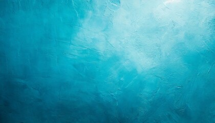 beautiful abstract grunge decorative light blue cyan painted stucco wall texture handmade rough paper wide background with copy space