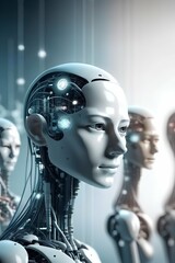 Cyborg, robot head, artificial man