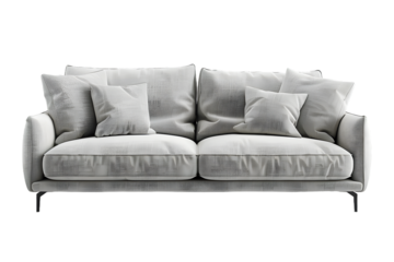 Stylish grey sofa on white background