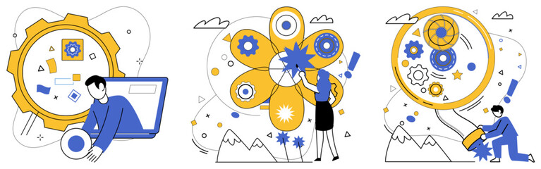 Corporate vision vector illustration. Progress is fertile soil where seeds corporate vision blossom into achievement Development is sweet melody played by orchestra professional growth and exploration
