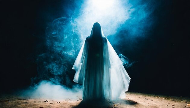 mystical creepy creature in the shadows scary ghost human with smoke horror fantasy genre dark spirit creepy short film for spooky halloween monster ghost spiritual abstract background