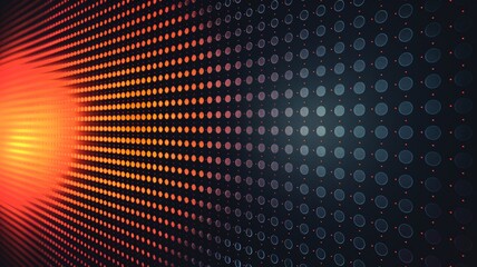 Fototapeta premium Red LED lights background. Multiple halftone dotted pattern