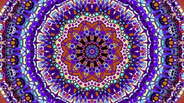 4k looped vintage yoga mandala spinning and zooming in
