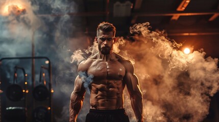 Fototapeta na wymiar muscular man burning calories