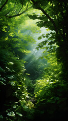 Mystic Green: The Surreal Beauty of a Verdant Bush Landscape Under the Sun