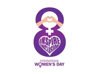 International women's day concept poster. Woman sign illustration background. 2024 women's day campaign theme- #InspireInclusion