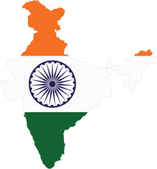 India Flag in India Map, India Map with Flag, Country Map, India with Flag, Nation Flag