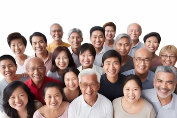 Diverse group of Asian people smiling happy faces