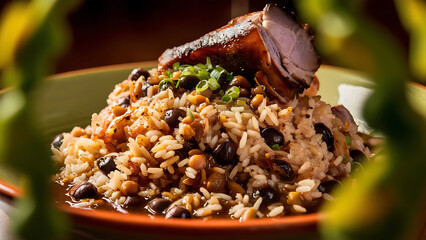 Capture the essence of Hoppin' John in a mouthwatering food photography shot - obrazy, fototapety, plakaty