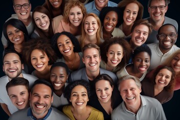 Diverse group of people smiling happy faces
