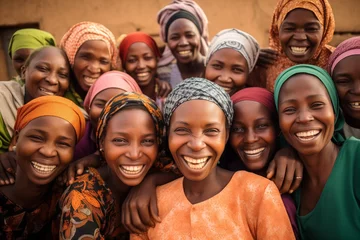 Fotobehang Diverse group of African people smiling happy faces © blvdone