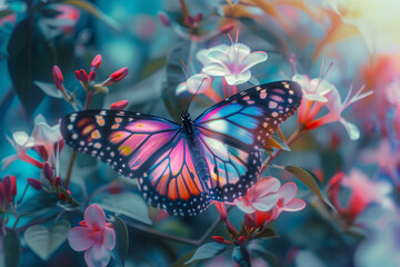 A butterfly with a colorful color and a wing and a professional overlay on the flutter
