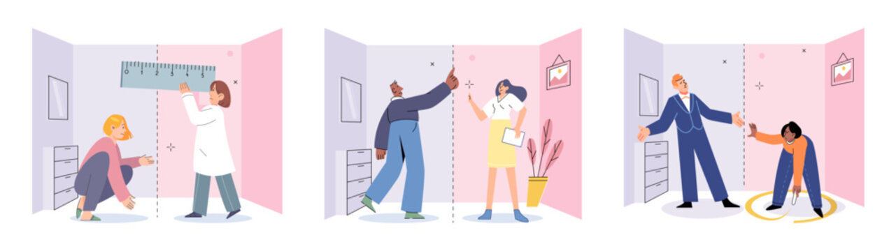 Personal Space Vector Illustration. Effective Communication Involves Being Mindful Personal Space And Respecting Others Boundaries Maintaining Appropriate Distance During Social Interactions Shows