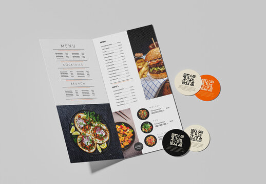 Menu with QR Code Mockup