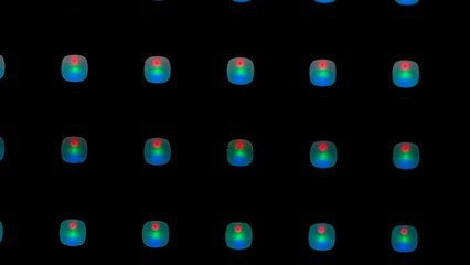 Macro View of a Digital LED Panel with RGB Pixel Grid