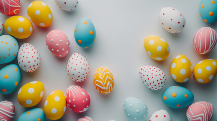 Fototapeta na wymiar Colorful decorated Easter eggs, wallpaper, background.