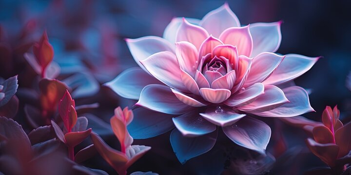 Beautiful image showcasing a pink succulent with detailed petals and soft lighting