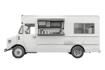 Naklejka premium White Food truck isolated on transparent background