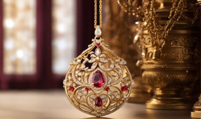 Indian Traditional Gold Wedding Earrings with gems