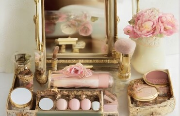 Professional  vintage and royal makeup brushes and tools, make-up products set