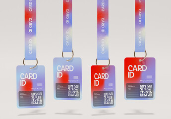 Front View of Hanging ID Cards Mockup