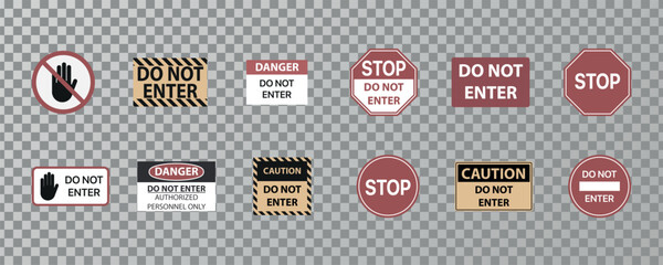 Restricted And Dangerous Vector Sign. Illustration Of Traffic Road And Stop Symbol. Traffic Stop And Do Not Enter. Stop And Do Not Enter Sign Icon. Warning And Attention. - 751683118
