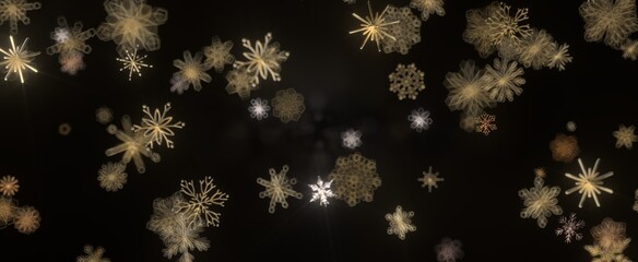 Festive Snowstorm: Magnificent 3D Illustration Showcasing Falling Christmas Snowflakes