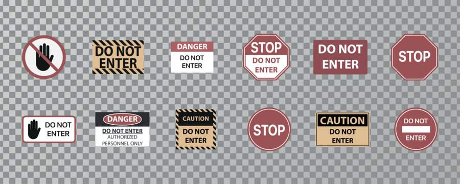 Restricted And Dangerous Vector Sign. Illustration Of Traffic Road And Stop Symbol. Traffic Stop And Do Not Enter. Stop And Do Not Enter Sign Icon. Warning And Attention.