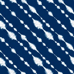 Indigo blue and white tie-dye seamless textile pattern. - 751683389