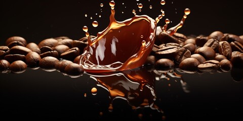 Coffee bean with splash of coffee