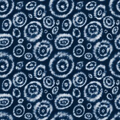 Indigo blue and white tie-dye seamless textile pattern. - 751684768